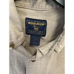 WOOLRICH Men's L Vintage Button-Up Shirt Khaki‎ Corduroy Outdoors Rugged Workwea